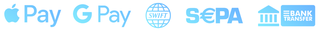 Apple Pay, Google Pay, SWIFT, SEPA and bank transfers